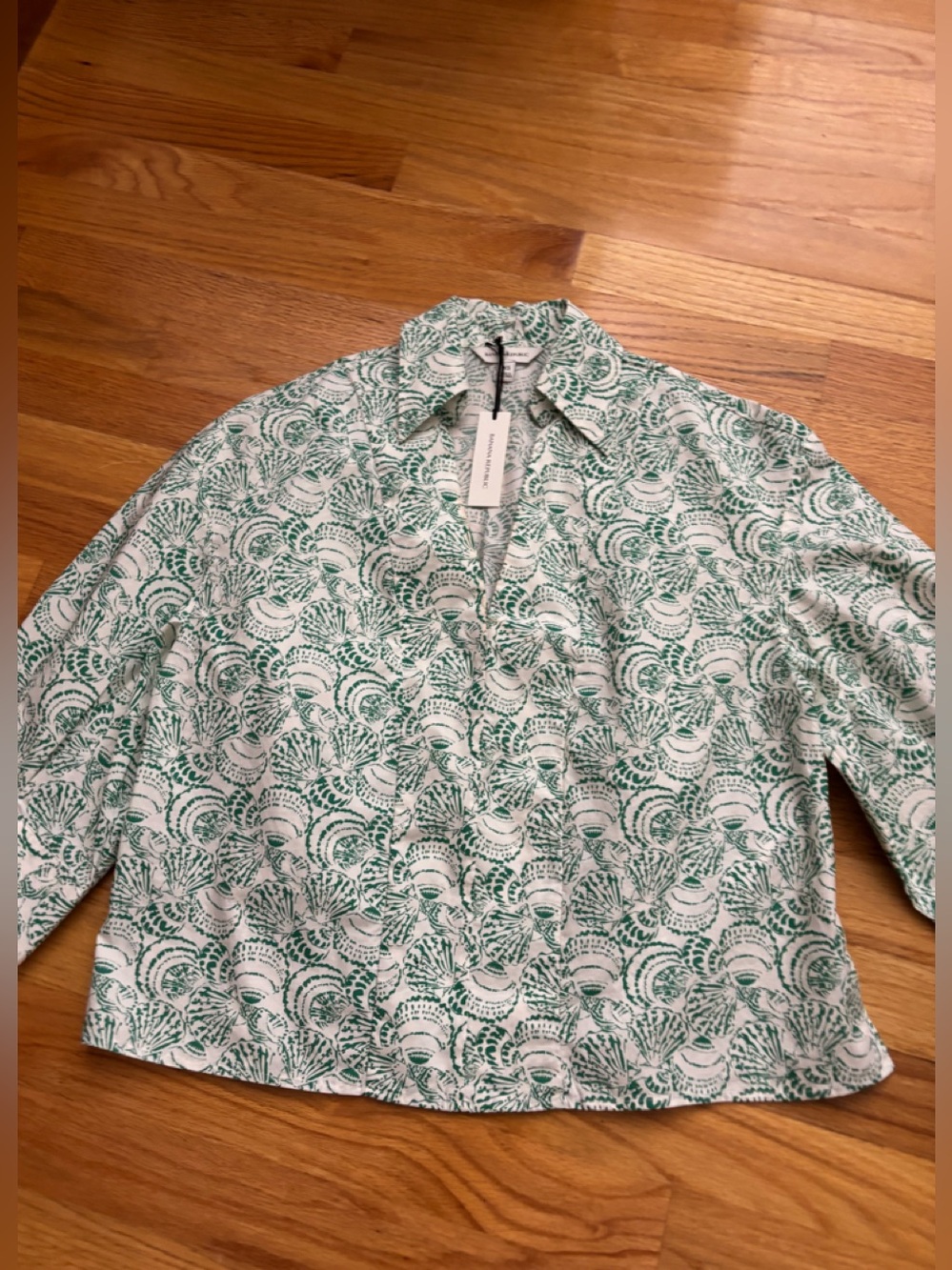 NWT BANANA REPUBLIC Balloon-Sleeve Cotton Poplin Popover Top